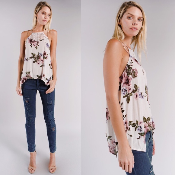 SANDIE Floral print Top - CREAM - Picture 2 of 3